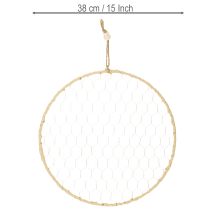 Artikel Dekorativ metallring Ø38cm, hängande dekoration, raffia, silver, naturlig, bohemisk väggdekoration, mångsidig dekoration, 4 stycken