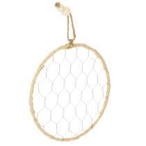 Artikel Dekorativa hängringar i metall, raffia, Ø20 cm, 4 stycken, bohemisk väggdekoration, fönsterdekoration