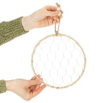 Artikel Dekorativa hängringar i metall, raffia, Ø20 cm, 4 stycken, bohemisk väggdekoration, fönsterdekoration