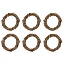Artikel Dekorativ ring mini vinrankrans naturlig Ø15cm 6 delar DIY-dekoration