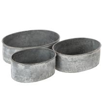 Artikel Dekorativ metallskål, oval, grå, L22,5/19,5/16 cm, set om 3