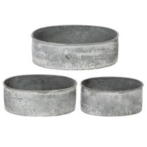 Artikel Dekorativ metallskål, oval, grå, L22,5/19,5/16 cm, set om 3