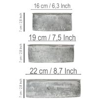 Artikel Dekorativ metallskål, oval, grå, L22,5/19,5/16 cm, set om 3