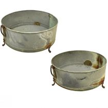 Artikel Dekorativ skål med fotmetallhandtag rost 42/46,5 cm set om 2