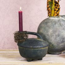 Artikel Dekorativ vaskanna keramisk antik look antracitbeige 18cm