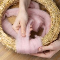 Artikel Dekorativ ull rosa 2m ullsnöre tovgarn för hantverk och blomsterdekorationer