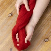 Artikel Ullsnöre, dekorativ ull, röd, 2m tovad ull för blomsterdekoration, dekoration och hantverk