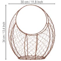 Artikel Trådkorg, metallplanter, vårdekoration, påskkorg, brun, rostfri yta, H34cm L30cm