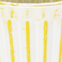 Artikel Hink för plantering, kruka med handtag, metalldekoration rosa/grön/gul shabby chic Ø16,5cm H15cm 3-delat set