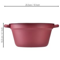 Artikel Metallhink med handtag, dekorativ kruka för plantering, röd, Ø20,5 cm, H10,5 cm