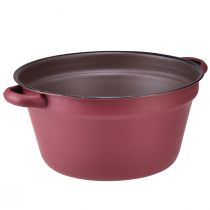 Artikel Hink med handtag dekorativa metallbalja för plantering röd Ø20,5cm H10,5cm