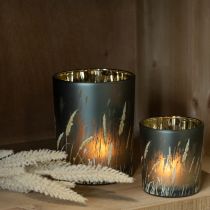 Artikel Elegant dekorativ lykta med gräsmotiv för mysiga inslag, 12,5 cm, 2 stycken.