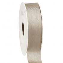 Artikel Elegant sidenband med fjädertryck i silver - perfekt för festliga dekorationer bredd 25mm längd 15m