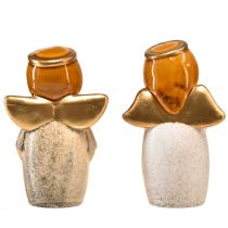Artikel Ängladekorativa figurer - gräddvitt med guldaccenter, 13 cm - himmelsk försköning för ditt hem - 2-pack