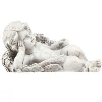 Artikel Ängel liggande dekorativ figur gravdekor grå polyresin 22cm