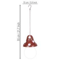 Artikel Foderstation i metall, flugsvampsdesign, hängande, röd och vit, 25,5 cm