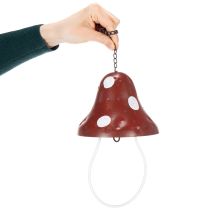 Artikel Foderstation i metall, flugsvampsdesign, hängande, röd och vit, 25,5 cm