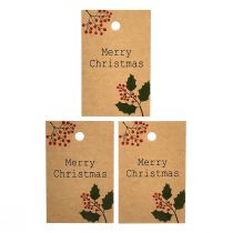 Artikel Presentetiketter Merry Christmas papper naturbrun 8,5×5,5cm 20 st