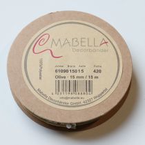 Artikel Presentband olivkvist med eleganta grenar och oliver 1,5 cm 15 m