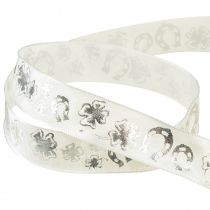 Artikel Presentband vit silver dekorationsband nyårsafton 25mm 18m
