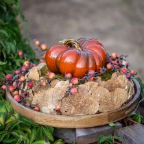 Artikel Glänsande keramisk pumpa i ljust röd-orange med grön stjälk - 21,5 cm - perfekt höstdekoration