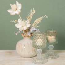 Artikel Glasljushållare med prickar och spår i basen H15cm 2 st