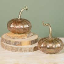 Artikel Borddekoration av pumpa i glas, höstpumpa, glas och metall, 14 cm hög, 2 stycken