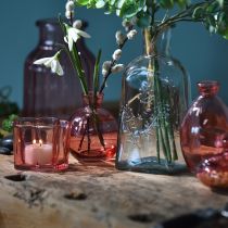 Artikel Glasvaser lökformade rosa retro minivaser Ø7,5cm H9cm 6 st