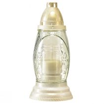 Artikel Gravljus glasvas retro gravlykta klar vitguld Ø11cm H26,5cm