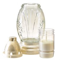 Artikel Gravljus glasvas retro gravlykta klar vitguld Ø11cm H26,5cm