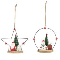 Artikel Dekorativ hängare Santa Claus Snowman Star H13cm 2st