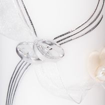 Artikel Festligt bröllopsljus med snygg hjärtdesign, silverdekorationer och organzaband – perfekt för bröllop och silverbröllopsdagar, 230/80 mm