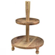 Artikel 2-stegs tårtställ mangoträ Ø35cm/Ø24cm H51,5cm