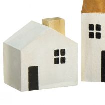 Artikel Trähus dekorativa hus trä vit brun 4,5-8cm 4 st
