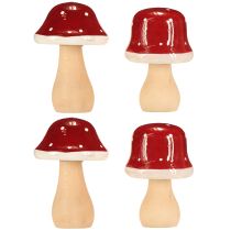 Artikel Träsvampar, paddesvampar, dekoration, trä, FSC, rödbrun, H6,5/7 cm, 4 stycken
