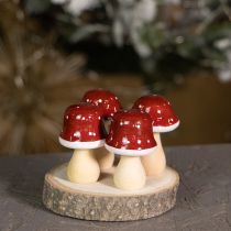 Artikel Träsvampar, paddesvampar, dekoration, trä, FSC, rödbrun, H6,5/7 cm, 4 stycken