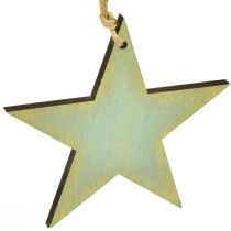 Artikel Trästjärnor för upphängning av fönsterdekoration mintguld 12/20/26cm set om 3