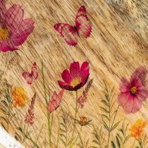 Artikel Trätallrikar med blommor och fjärilar, naturrosa, Ø15 cm, 3 stycken