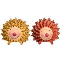 Artikel Igelkottdekoration i träfigur höst orange gul 8×7×6 cm 4 stycken