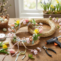 Artikel Blomsterkrans av halm för kreativa dörrkransar och säsongsbetonad dekoration 25/4 cm 2 st