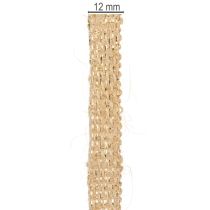 Artikel Juteband, rustikt dekorationsband, naturlig jute, guld, 12mm, 10m