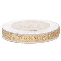 Artikel Juteband, rustikt dekorationsband, naturlig jute, guld, 12mm, 10m