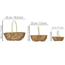 Artikel Potatiskorg 43/33/23 cm med folie, naturfärgad, set om 3.