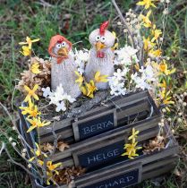 Artikel Keramiska dekorativa kycklingar påsktupp och höna H20/22cm 2 st