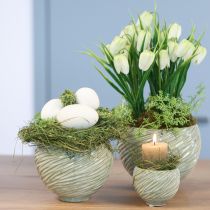 Artikel Keramiska skålar i grön spiraldesign Ø9cm H7cm 4st