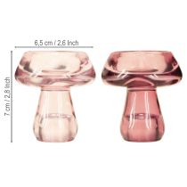 Artikel Ljusstake svamp värmeljusstake glas bär Ø6,5cm H7cm 2st