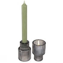 Artikel Ljusstake av glas i grå värmeljushållare H8cm 4 st