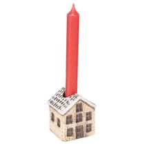 Artikel Keramisk ljusstake, dekorativt hus med snö för bordsdekoration, 7 cm, 2 stycken