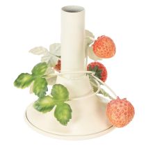 Artikel Metallljusstake med jordgubbsdekoration, sommarkräm, H13cm