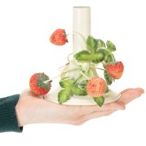 Artikel Metallljusstake med jordgubbsdekoration, sommarkräm, H13cm